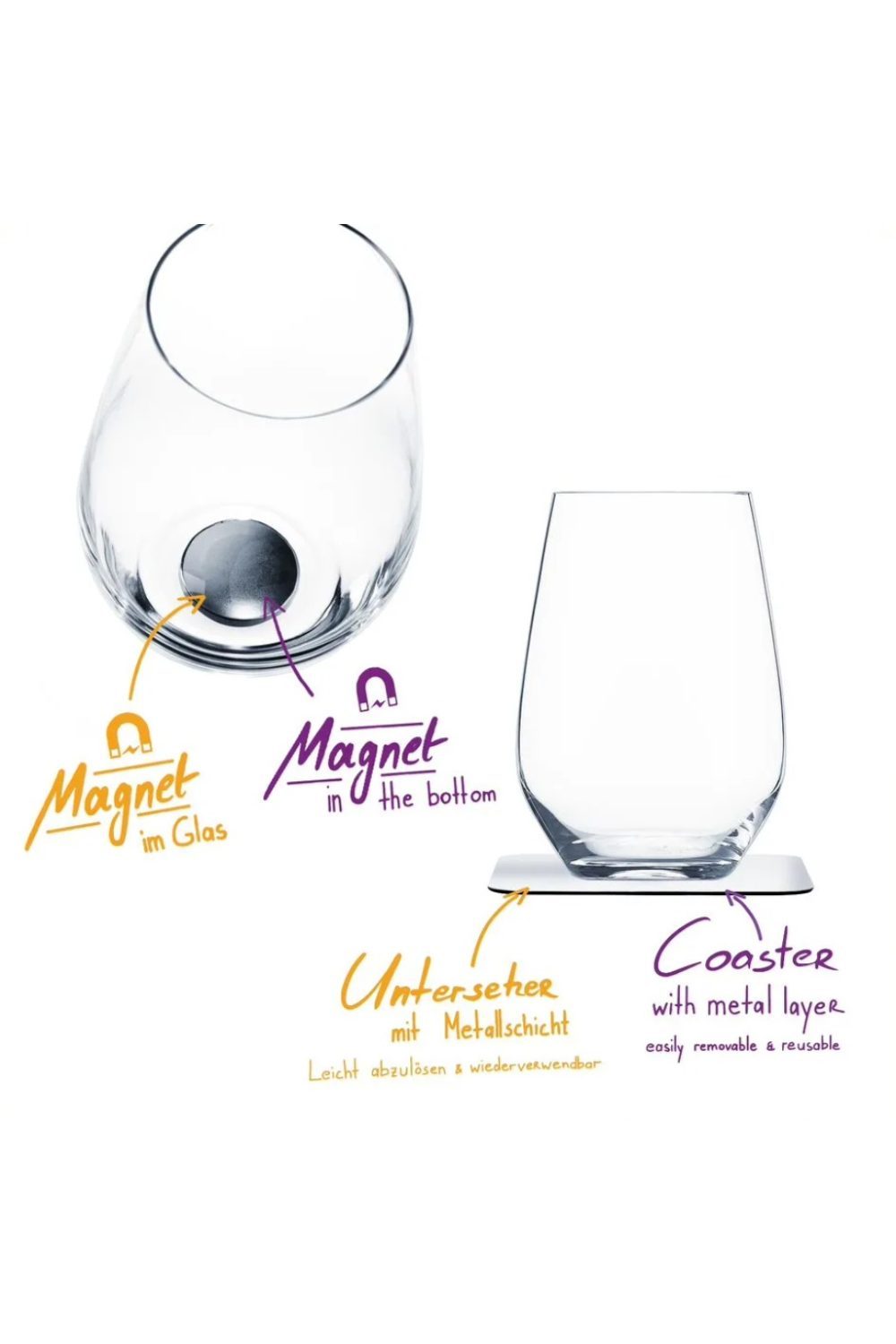 Silwy magnetiske drinkglass i krystall (2 stk)